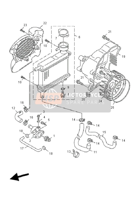 Yamaha YN50F 4T NEOS 2010 KÜHLER & SCHLAUCH für ein 2010 Yamaha YN50F 4T NEOS